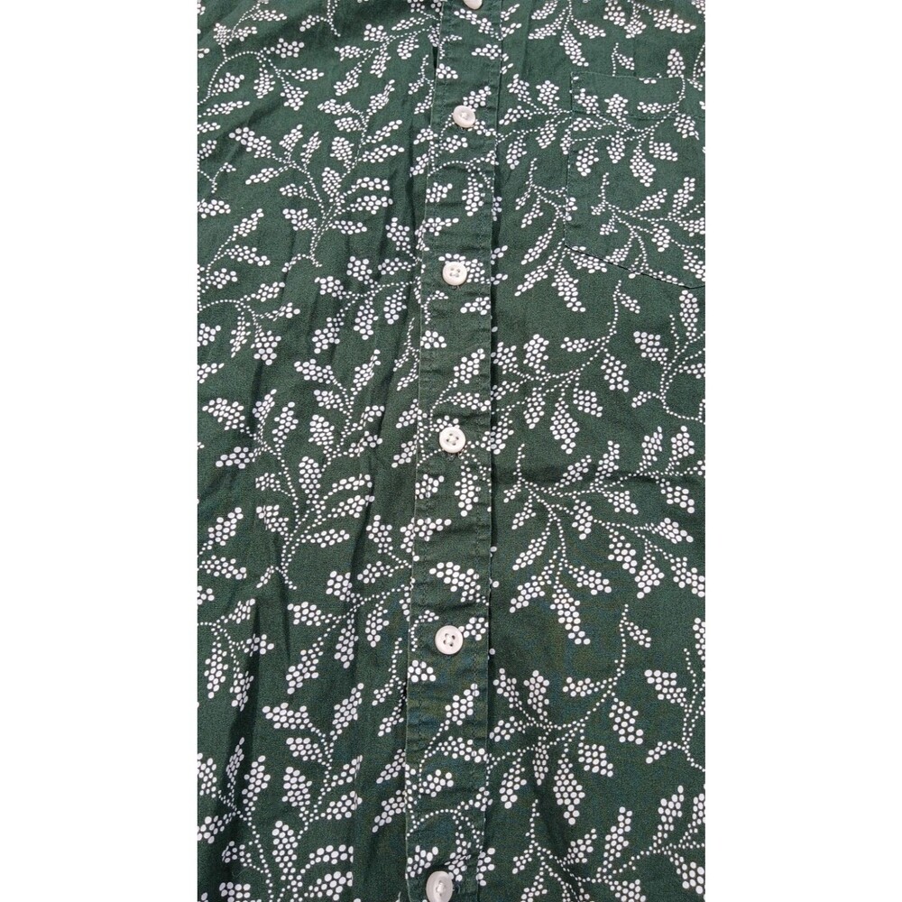 Green Botanical Print Button Up Shirt Cotton Short Sleeve M Resort Beach Vacay - Picture 4 of 11